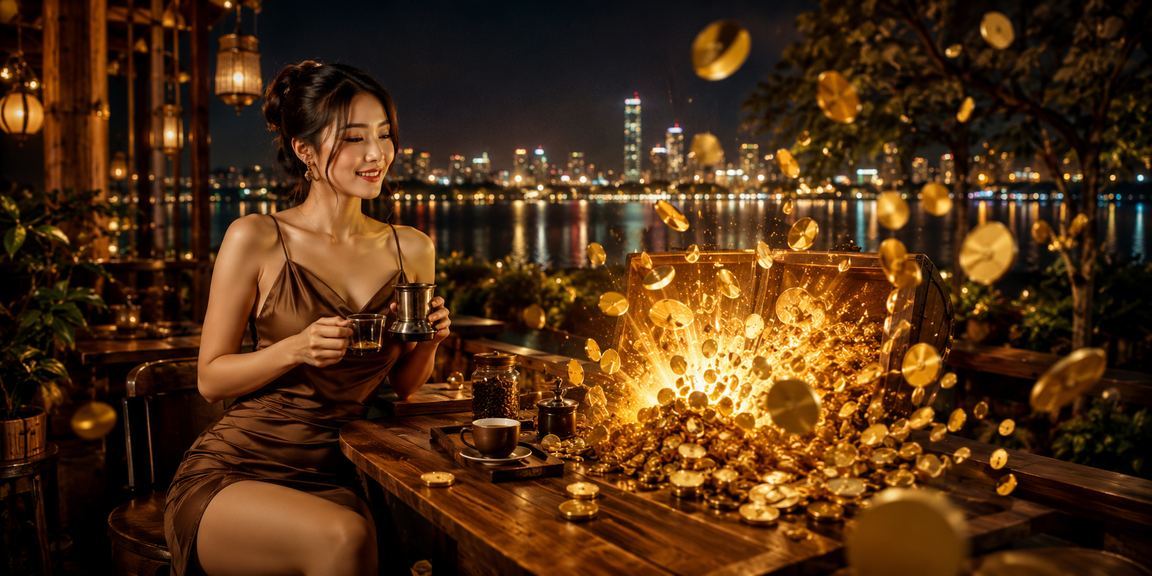 Quán cà phê Hà Nội minh họa người dùng xem khuyến mãi casino trên di động